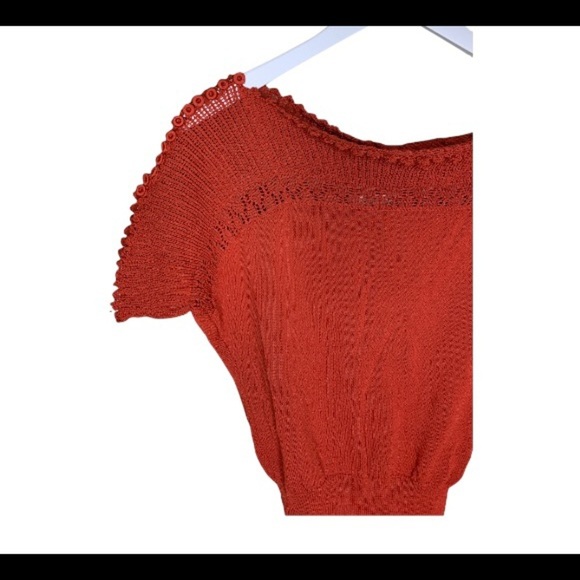 ANTHROPOLOGIE Yoana Baraschi Baubled Fan Sweater Rust Red/Burnt Orange Sz Small - Picture 4 of 16